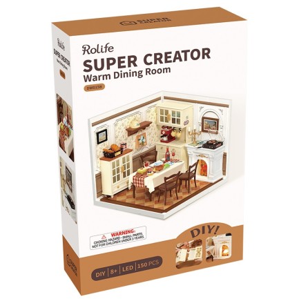 Rolife DW015B Yemek Odası (Warm Dining Room) DIY Minyatür Maket Model Seti Mini Dollhouse 3D Model Kit Detaylı Dekoratif Hobi Seti 3D Puzzle Tiny House - Thumbnail