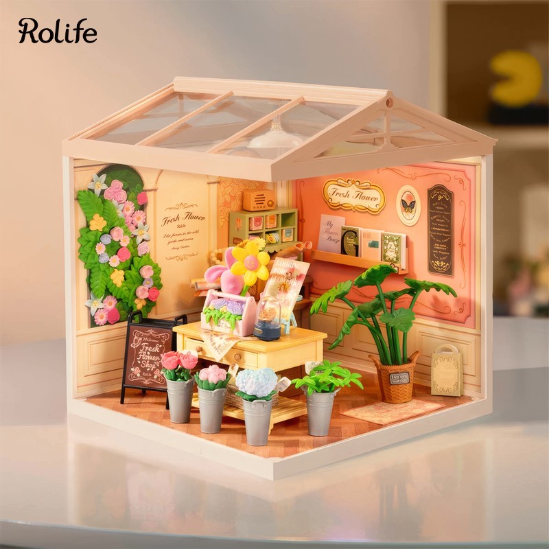 Rolife DW017B Taze Çiçek Dükkanı (Fresh Flower Shop) DIY Minyatür Maket Model Seti Mini Dollhouse 3D Model Kit Detaylı Dekoratif Hobi Seti 3D Puzzle Tiny House