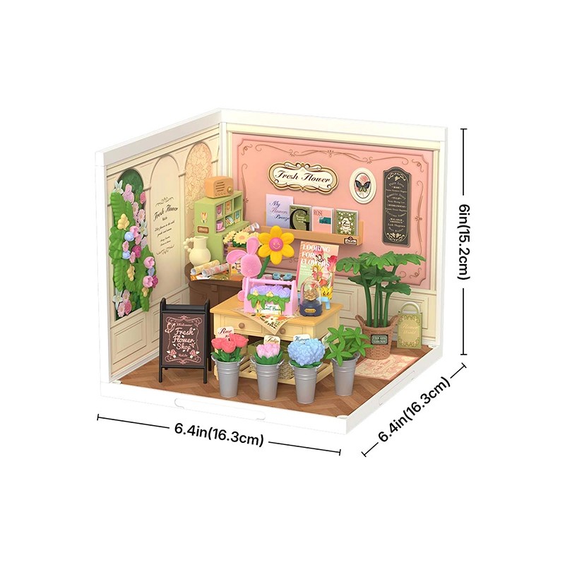 Rolife DW017B Taze Çiçek Dükkanı (Fresh Flower Shop) DIY Minyatür Maket Model Seti Mini Dollhouse 3D Model Kit Detaylı Dekoratif Hobi Seti 3D Puzzle Tiny House