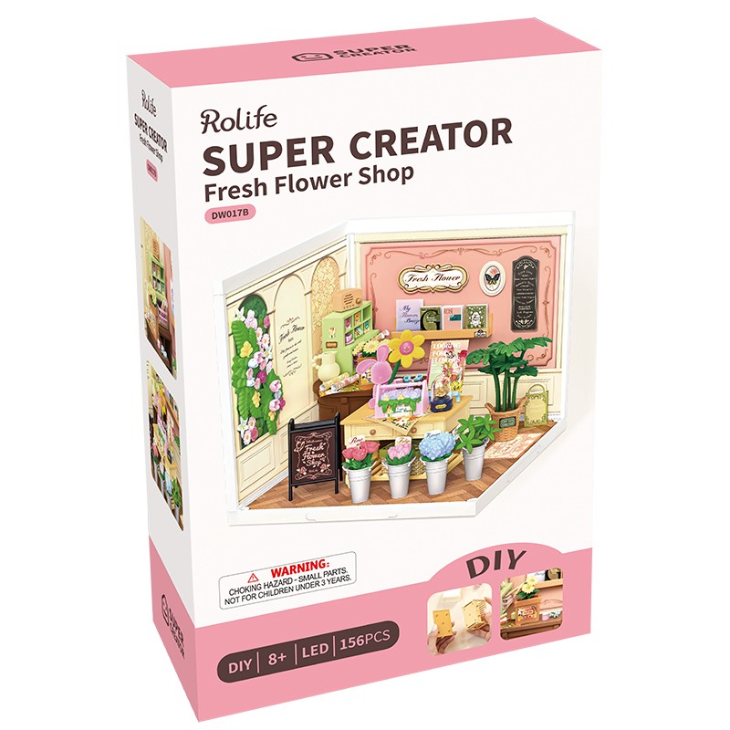 Rolife DW017B Taze Çiçek Dükkanı (Fresh Flower Shop) DIY Minyatür Maket Model Seti Mini Dollhouse 3D Model Kit Detaylı Dekoratif Hobi Seti 3D Puzzle Tiny House