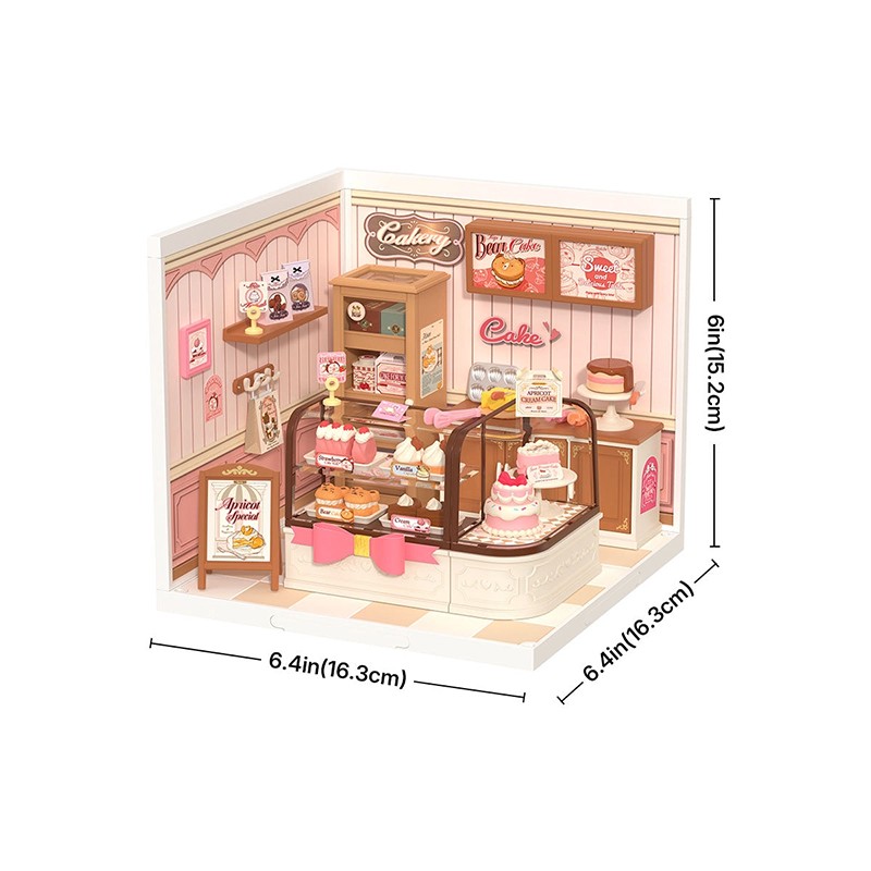 Rolife DW019B Lezzetli Pasta Dükkanı (Tasty Cake Shop) DIY Minyatür Maket Model Seti Mini Dollhouse 3D Model Kit Detaylı Dekoratif Hobi Seti 3D Puzzle Tiny House