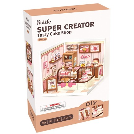 Rolife DW019B Lezzetli Pasta Dükkanı (Tasty Cake Shop) DIY Minyatür Maket Model Seti Mini Dollhouse 3D Model Kit Detaylı Dekoratif Hobi Seti 3D Puzzle Tiny House - Thumbnail