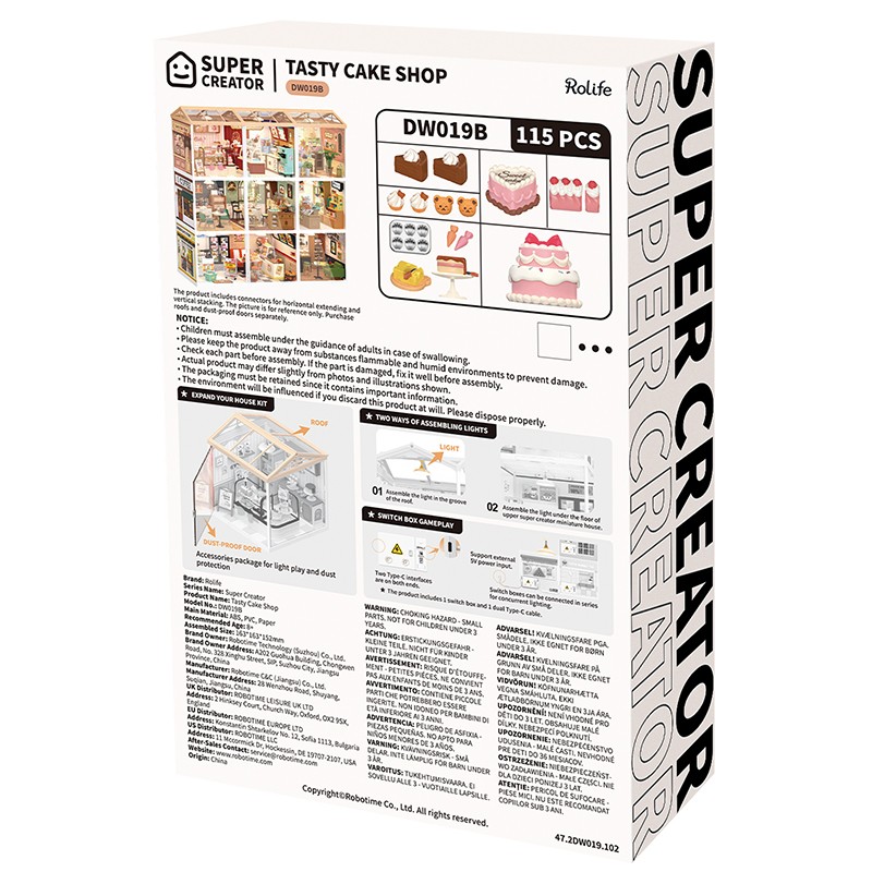 Rolife DW019B Lezzetli Pasta Dükkanı (Tasty Cake Shop) DIY Minyatür Maket Model Seti Mini Dollhouse 3D Model Kit Detaylı Dekoratif Hobi Seti 3D Puzzle Tiny House