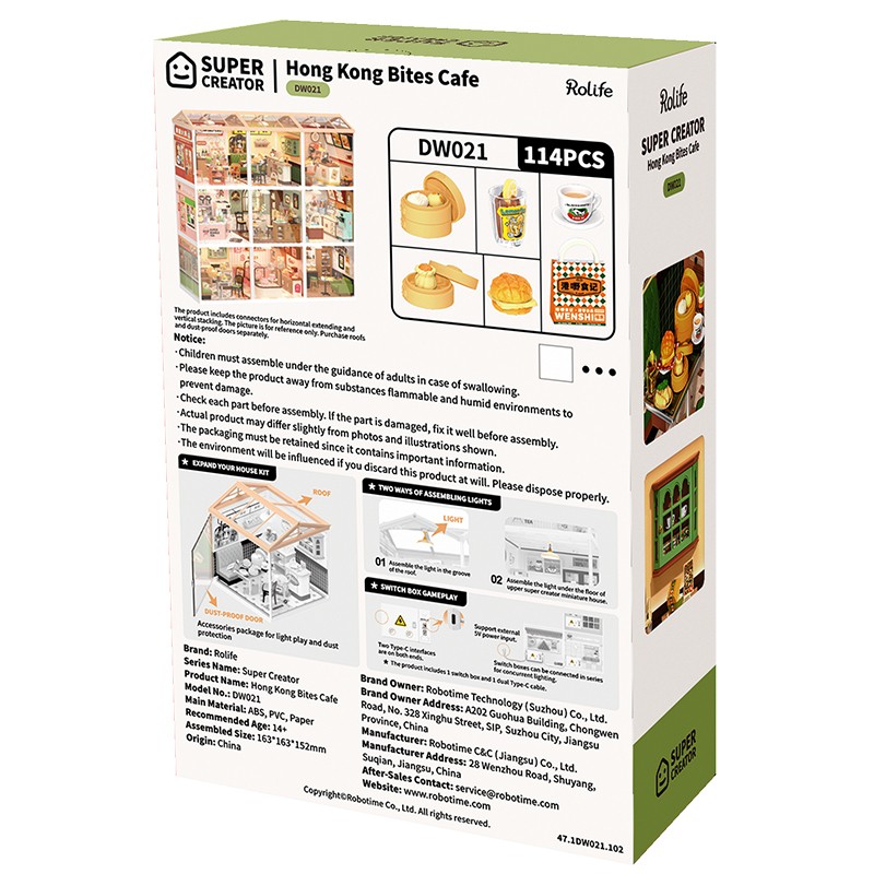 Rolife DW021 Kafe (Hong Kong Bites Cafe) DIY Minyatür Maket Model Seti Mini Dollhouse 3D Model Kit Detaylı Dekoratif Hobi Seti 3D Puzzle Tiny House