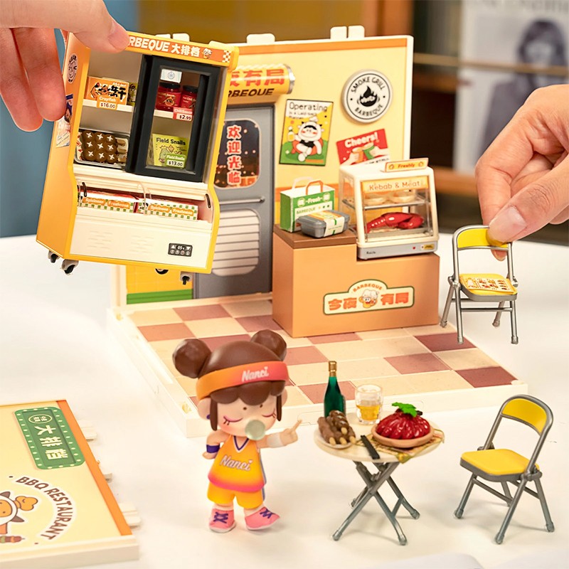 Rolife DW022 Barbekü Standı (Night Out Food Stall) DIY Minyatür Maket Model Seti Mini Dollhouse 3D Model Kit Detaylı Dekoratif Hobi Seti 3D Puzzle Tiny House