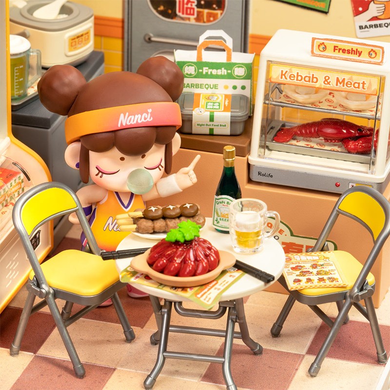 Rolife DW022 Barbekü Standı (Night Out Food Stall) DIY Minyatür Maket Model Seti Mini Dollhouse 3D Model Kit Detaylı Dekoratif Hobi Seti 3D Puzzle Tiny House