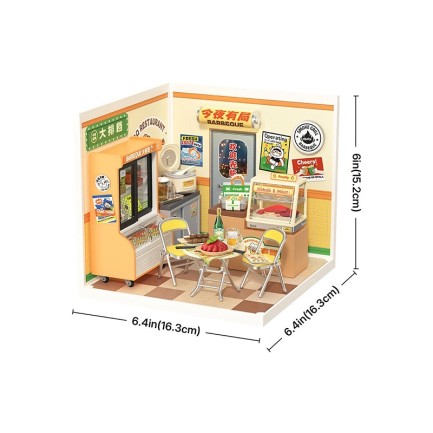 Rolife DW022 Barbekü Standı (Night Out Food Stall) DIY Minyatür Maket Model Seti Mini Dollhouse 3D Model Kit Detaylı Dekoratif Hobi Seti 3D Puzzle Tiny House - Thumbnail