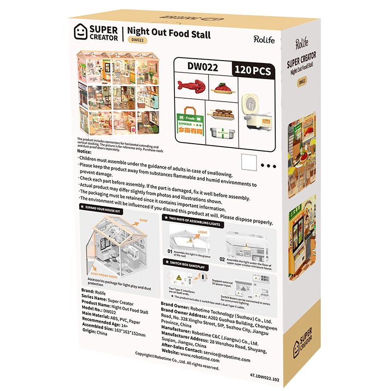 Rolife DW022 Barbekü Standı (Night Out Food Stall) DIY Minyatür Maket Model Seti Mini Dollhouse 3D Model Kit Detaylı Dekoratif Hobi Seti 3D Puzzle Tiny House
