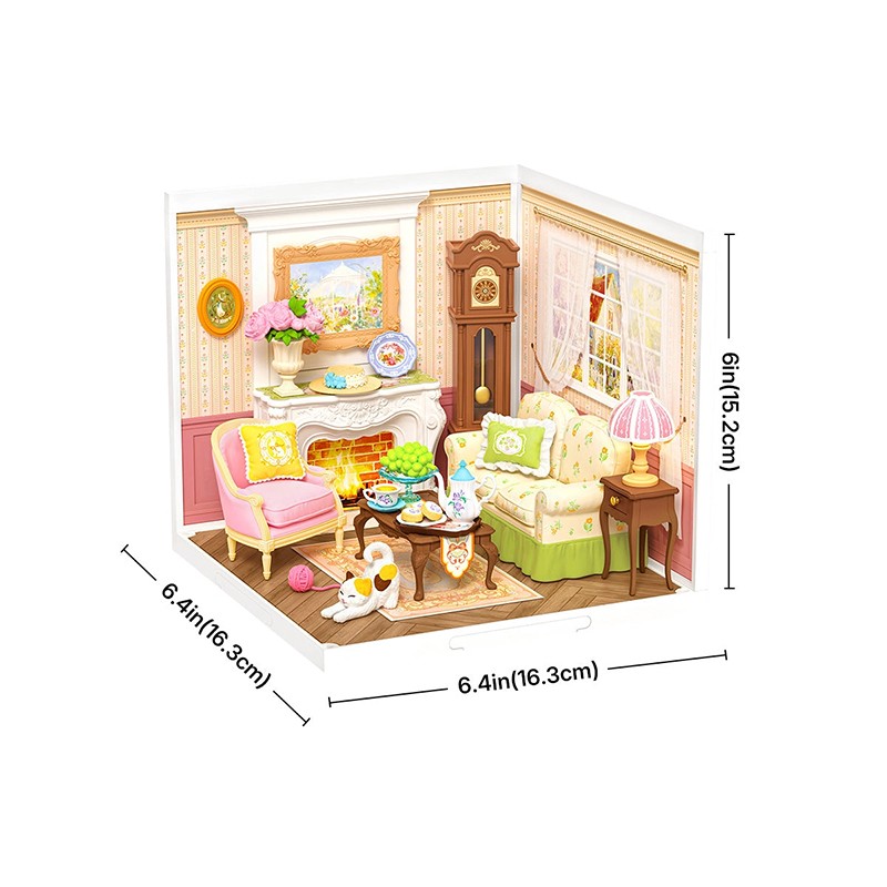 Rolife DW023 Çay Saati (Holiday Tea Time) DIY Minyatür Maket Model Seti Mini Dollhouse 3D Model Kit Detaylı Dekoratif Hobi Seti 3D Puzzle Tiny House