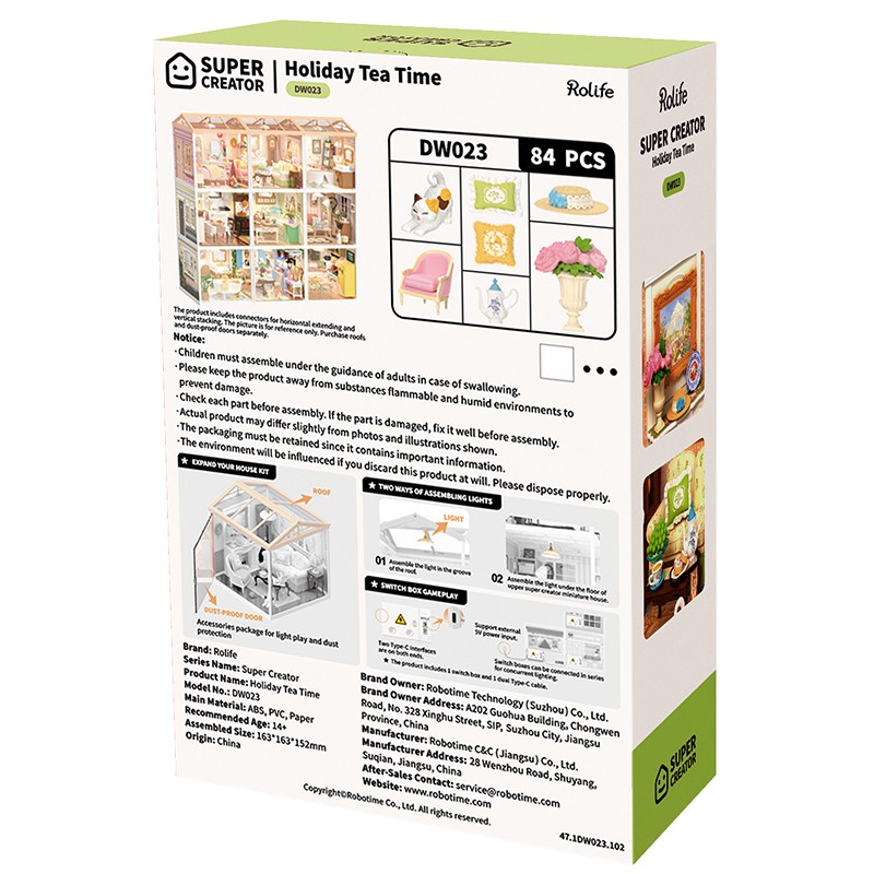 Rolife DW023 Çay Saati (Holiday Tea Time) DIY Minyatür Maket Model Seti Mini Dollhouse 3D Model Kit Detaylı Dekoratif Hobi Seti 3D Puzzle Tiny House