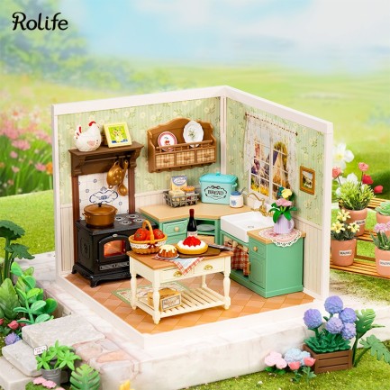 Rolife DW024 Çiftlik Evi Mutfağı (Farmhouse Kitchen) DIY Minyatür Maket Model Seti Mini Dollhouse 3D Model Kit Detaylı Dekoratif Hobi Seti 3D Puzzle Tiny House - Thumbnail