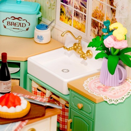 Rolife DW024 Çiftlik Evi Mutfağı (Farmhouse Kitchen) DIY Minyatür Maket Model Seti Mini Dollhouse 3D Model Kit Detaylı Dekoratif Hobi Seti 3D Puzzle Tiny House - Thumbnail