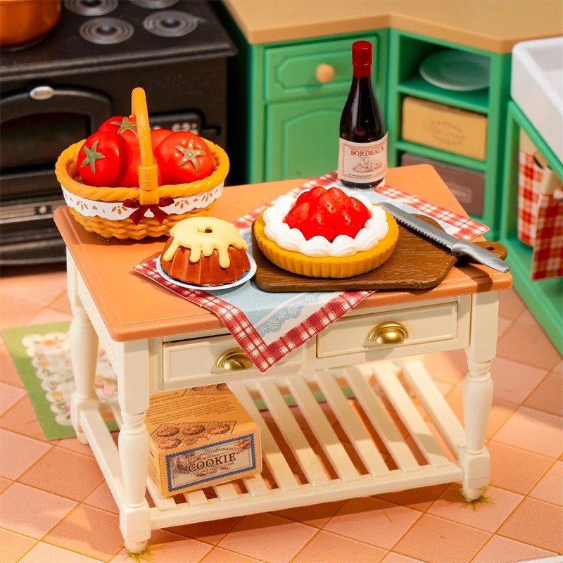 Rolife DW024 Çiftlik Evi Mutfağı (Farmhouse Kitchen) DIY Minyatür Maket Model Seti Mini Dollhouse 3D Model Kit Detaylı Dekoratif Hobi Seti 3D Puzzle Tiny House