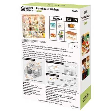 Rolife DW024 Çiftlik Evi Mutfağı (Farmhouse Kitchen) DIY Minyatür Maket Model Seti Mini Dollhouse 3D Model Kit Detaylı Dekoratif Hobi Seti 3D Puzzle Tiny House - Thumbnail