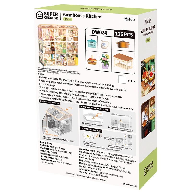 Rolife DW024 Çiftlik Evi Mutfağı (Farmhouse Kitchen) DIY Minyatür Maket Model Seti Mini Dollhouse 3D Model Kit Detaylı Dekoratif Hobi Seti 3D Puzzle Tiny House