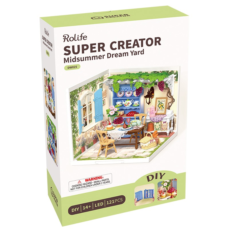 Rolife DW025 Yaz Ortası Rüya Bahçesi Midsummer Dream Yard DIY Minyatür Maket ModelSet Mini Dollhouse 3D Model Kit Detaylı Dekoratif Hobi Seti 3D Puzzle Tiny House