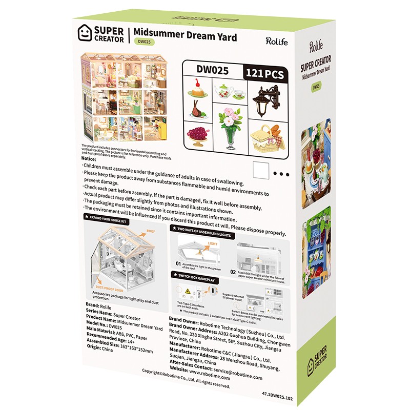 Rolife DW025 Yaz Ortası Rüya Bahçesi Midsummer Dream Yard DIY Minyatür Maket ModelSet Mini Dollhouse 3D Model Kit Detaylı Dekoratif Hobi Seti 3D Puzzle Tiny House