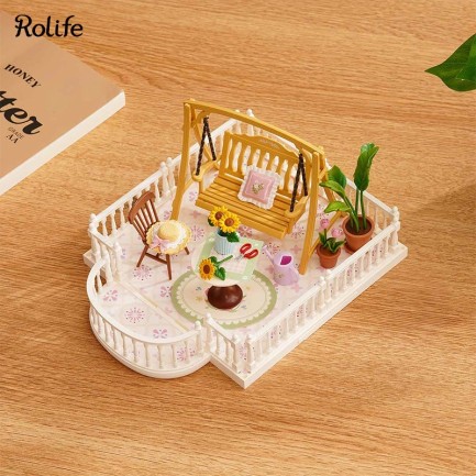Rolife DWP08 Teras (Sunny Break Terrace) DIY Minyatür Maket Model Seti Mini Dollhouse 3D Model Kit Detaylı Dekoratif Hobi Seti 3D Puzzle Tiny House - Thumbnail