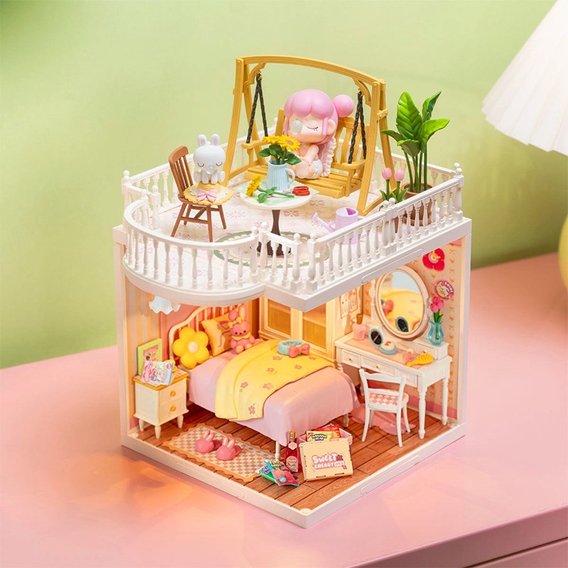Rolife DWP08 Teras (Sunny Break Terrace) DIY Minyatür Maket Model Seti Mini Dollhouse 3D Model Kit Detaylı Dekoratif Hobi Seti 3D Puzzle Tiny House