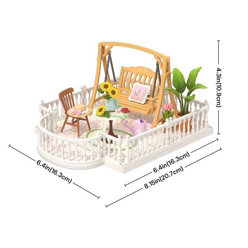 Rolife DWP08 Teras (Sunny Break Terrace) DIY Minyatür Maket Model Seti Mini Dollhouse 3D Model Kit Detaylı Dekoratif Hobi Seti 3D Puzzle Tiny House