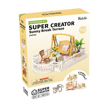 Rolife DWP08 Teras (Sunny Break Terrace) DIY Minyatür Maket Model Seti Mini Dollhouse 3D Model Kit Detaylı Dekoratif Hobi Seti 3D Puzzle Tiny House - Thumbnail