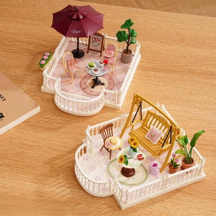Rolife DWP08 Teras (Sunny Break Terrace) DIY Minyatür Maket Model Seti Mini Dollhouse 3D Model Kit Detaylı Dekoratif Hobi Seti 3D Puzzle Tiny House - Thumbnail