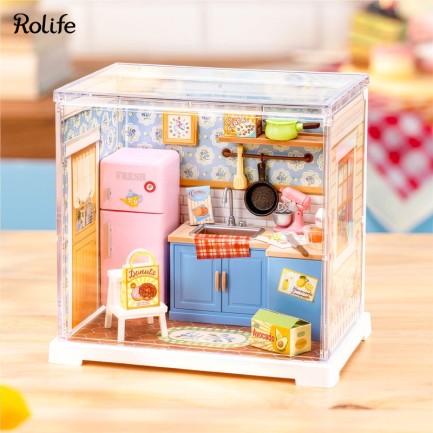 Rolife DWS08P Mutfak Odası (Homely Baking Kitchen) DIY Minyatür Maket Model Seti Mini Dollhouse 3D Model Kit Detaylı Dekoratif Hobi Seti 3D Puzzle Tiny House - Thumbnail
