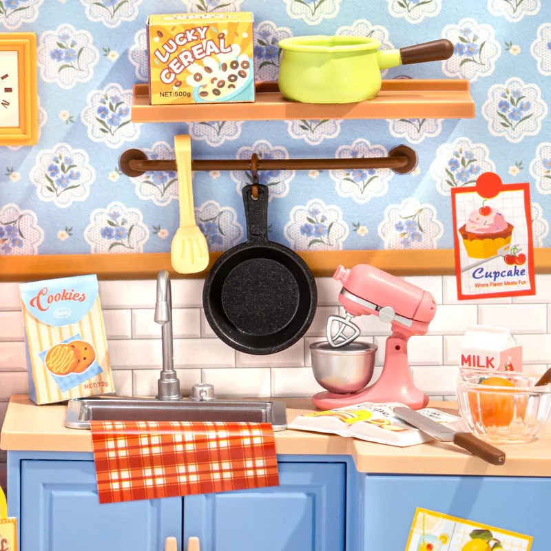 Rolife DWS08P Mutfak Odası (Homely Baking Kitchen) DIY Minyatür Maket Model Seti Mini Dollhouse 3D Model Kit Detaylı Dekoratif Hobi Seti 3D Puzzle Tiny House