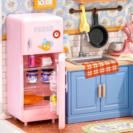 Rolife DWS08P Mutfak Odası (Homely Baking Kitchen) DIY Minyatür Maket Model Seti Mini Dollhouse 3D Model Kit Detaylı Dekoratif Hobi Seti 3D Puzzle Tiny House - Thumbnail