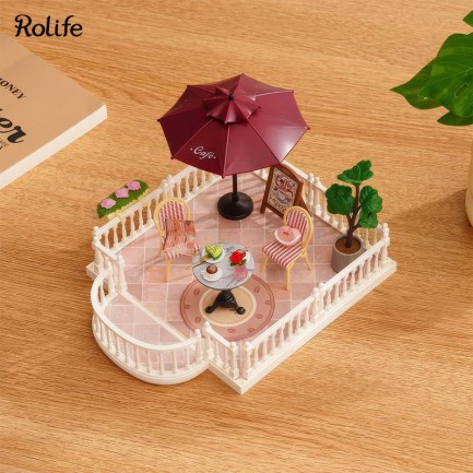 Rolife DWP09 Şık Kafe Terası (Chic Cafe Terrace) DIY Minyatür Maket Model Seti Mini Dollhouse 3D Model Kit Detaylı Dekoratif Hobi Seti 3D Puzzle Tiny House - Thumbnail