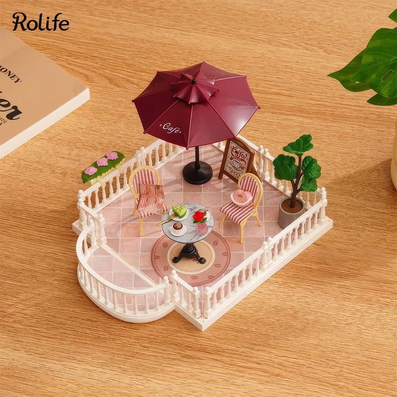Rolife DWP09 Şık Kafe Terası (Chic Cafe Terrace) DIY Minyatür Maket Model Seti Mini Dollhouse 3D Model Kit Detaylı Dekoratif Hobi Seti 3D Puzzle Tiny House