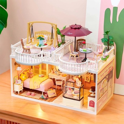 Rolife DWP09 Şık Kafe Terası (Chic Cafe Terrace) DIY Minyatür Maket Model Seti Mini Dollhouse 3D Model Kit Detaylı Dekoratif Hobi Seti 3D Puzzle Tiny House - Thumbnail