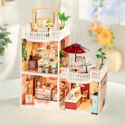 Rolife DWP09 Şık Kafe Terası (Chic Cafe Terrace) DIY Minyatür Maket Model Seti Mini Dollhouse 3D Model Kit Detaylı Dekoratif Hobi Seti 3D Puzzle Tiny House - Thumbnail
