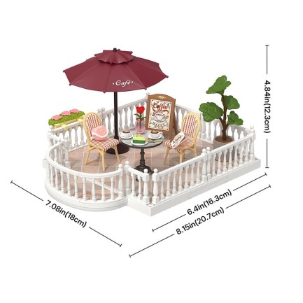 Rolife DWP09 Şık Kafe Terası (Chic Cafe Terrace) DIY Minyatür Maket Model Seti Mini Dollhouse 3D Model Kit Detaylı Dekoratif Hobi Seti 3D Puzzle Tiny House - Thumbnail