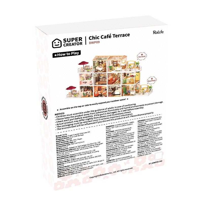 Rolife DWP09 Şık Kafe Terası (Chic Cafe Terrace) DIY Minyatür Maket Model Seti Mini Dollhouse 3D Model Kit Detaylı Dekoratif Hobi Seti 3D Puzzle Tiny House