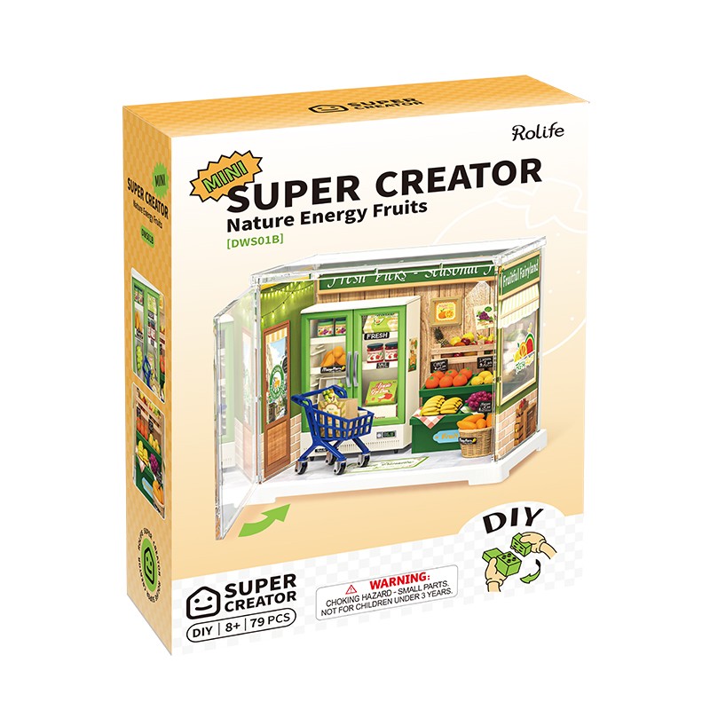 Rolife DWS01B Meyve Dükkanı (Nature Energy Fruits) DIY Minyatür Maket Model Seti Mini Dollhouse 3D Model Kit Detaylı Dekoratif Hobi Seti 3D Puzzle Tiny House