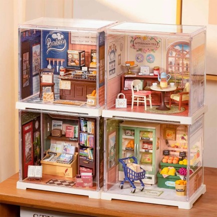 Rolife DWS02B Çay Salonu (Honey Tea Lounge) DIY Minyatür Maket Model Seti Mini Dollhouse 3D Model Kit Detaylı Dekoratif Hobi Seti 3D Puzzle Tiny House - Thumbnail