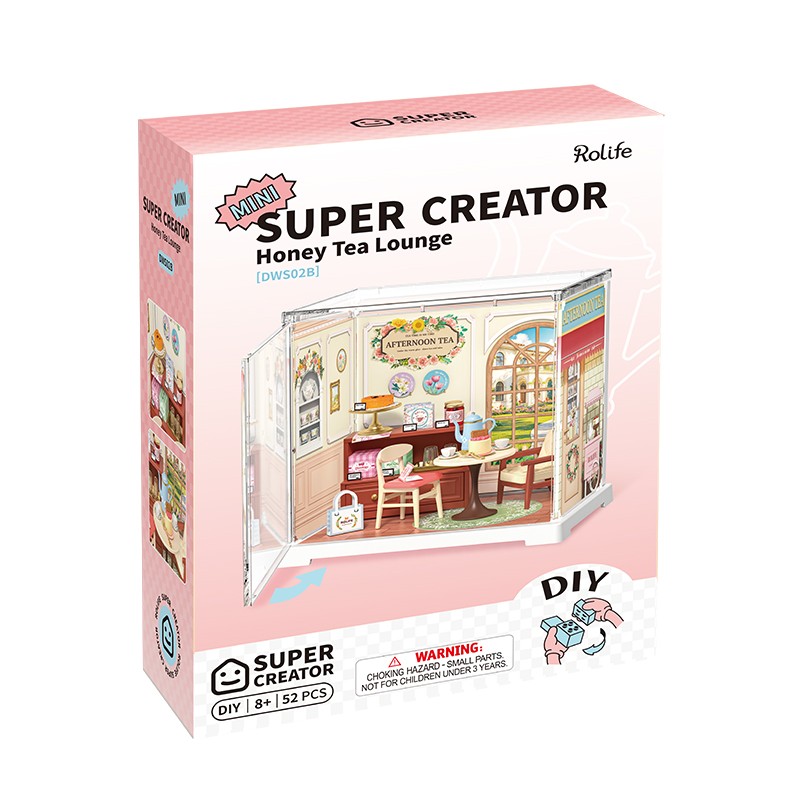 Rolife DWS02B Çay Salonu (Honey Tea Lounge) DIY Minyatür Maket Model Seti Mini Dollhouse 3D Model Kit Detaylı Dekoratif Hobi Seti 3D Puzzle Tiny House