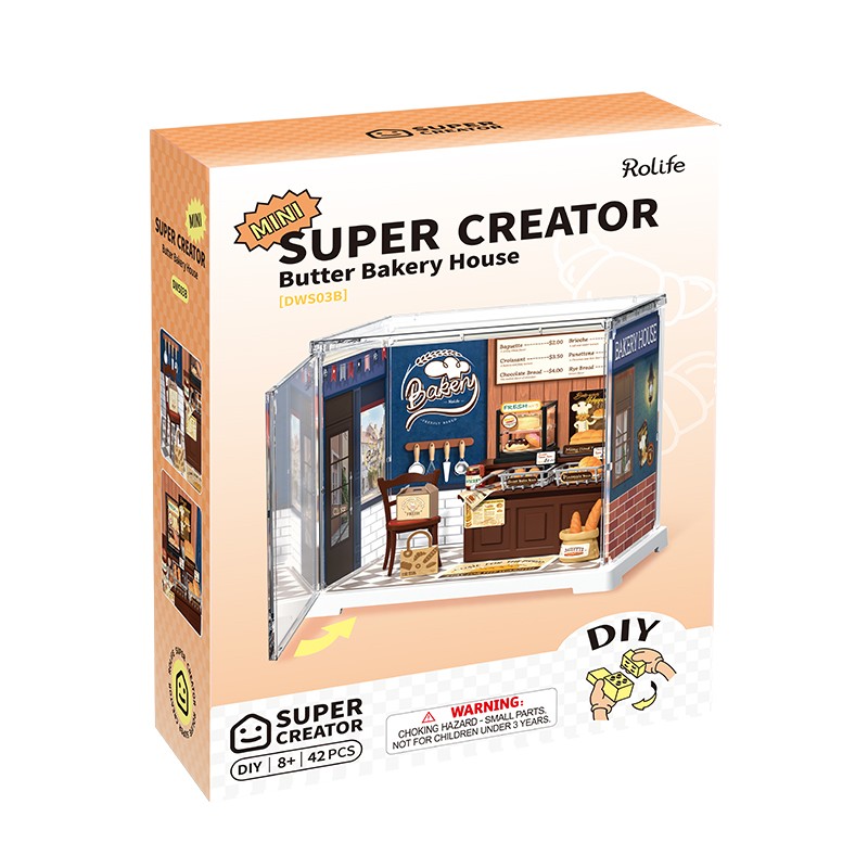 Rolife DWS03B Fırın Dükkanı (Butter Bakery House) DIY Minyatür Maket Model Seti Mini Dollhouse 3D Model Kit Detaylı Dekoratif Hobi Seti 3D Puzzle Tiny House
