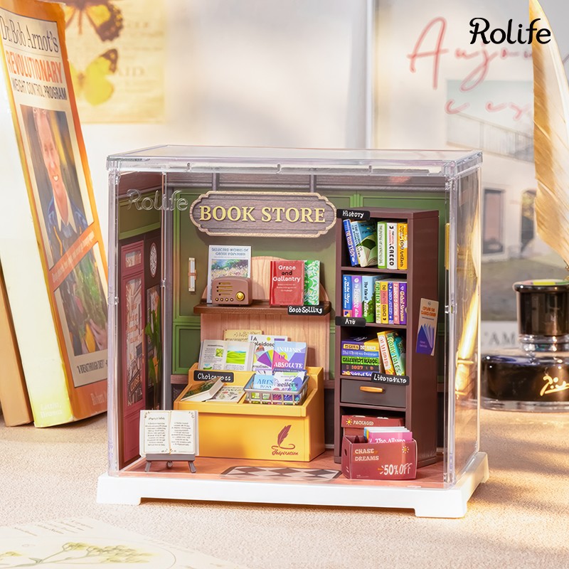 Rolife DWS04B Anı Kitabı Mağazası (Memory Book Store) DIY Minyatür Maket Model Seti Mini Dollhouse 3D Model Kit Detaylı Dekoratif Hobi Seti 3D Puzzle Tiny House