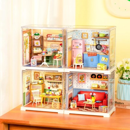 Rolife DWS06B Çiçekli Yemek Odası (Floral Dining Room) DIY Minyatür Maket Model Seti Mini Dollhouse 3D Model Kit Detaylı Dekoratif Hobi Seti 3D Puzzle Tiny House - Thumbnail