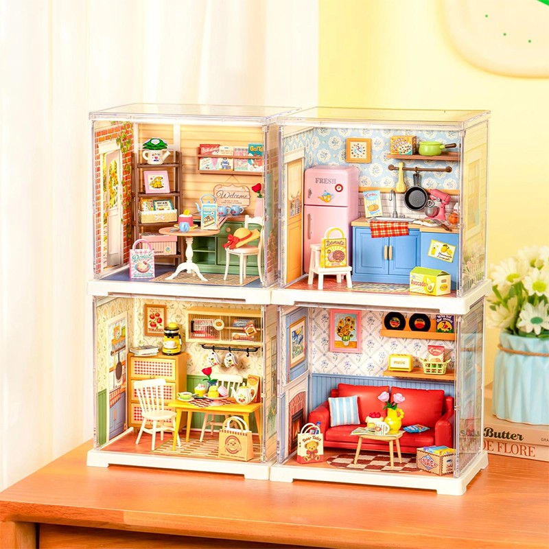 Rolife DWS06B Çiçekli Yemek Odası (Floral Dining Room) DIY Minyatür Maket Model Seti Mini Dollhouse 3D Model Kit Detaylı Dekoratif Hobi Seti 3D Puzzle Tiny House
