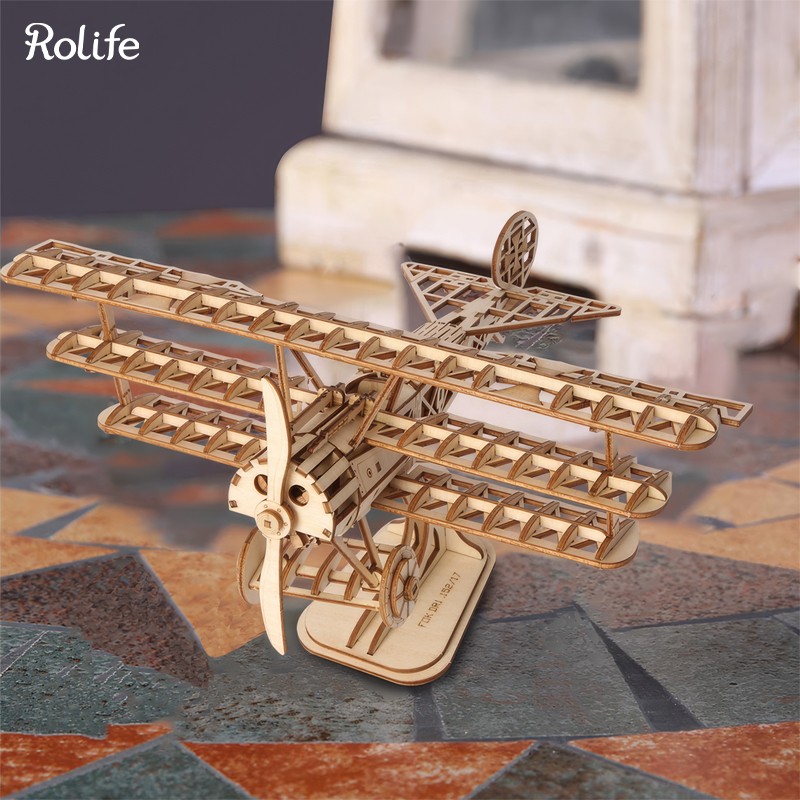Rolife TG301 Uçak (Airplane) DIY Minyatür Maket Model Seti Ahşap 3D Wooden Puzzle 3D Model Kit Detaylı Dekoratif Hobi Seti Ahşap Maket