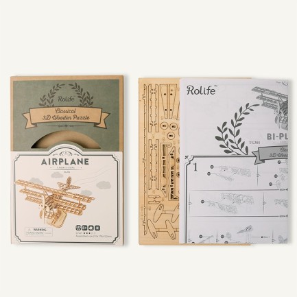 Rolife TG301 Uçak (Airplane) DIY Minyatür Maket Model Seti Ahşap 3D Wooden Puzzle 3D Model Kit Detaylı Dekoratif Hobi Seti Ahşap Maket - Thumbnail