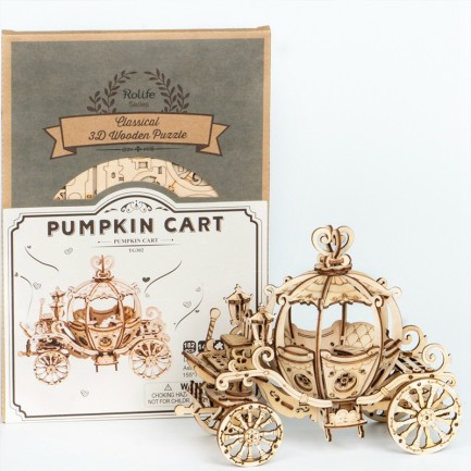 Rolife TG302 Araba (Pumpkin Cart) DIY Minyatür Maket Model Seti Ahşap 3D Wooden Puzzle 3D Model Kit Detaylı Dekoratif Hobi Seti Ahşap Maket - Thumbnail