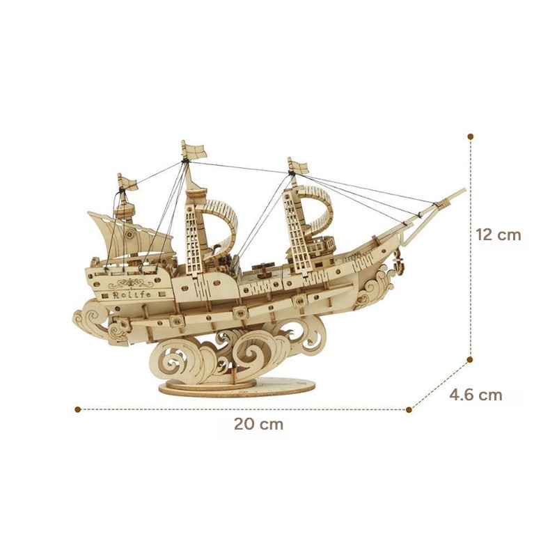 Rolife TG305 Yelkenli Gemi (Sailing Ship) DIY Minyatür Maket Model Seti Ahşap 3D Wooden Puzzle 3D Model Kit Detaylı Dekoratif Hobi Seti Ahşap Maket
