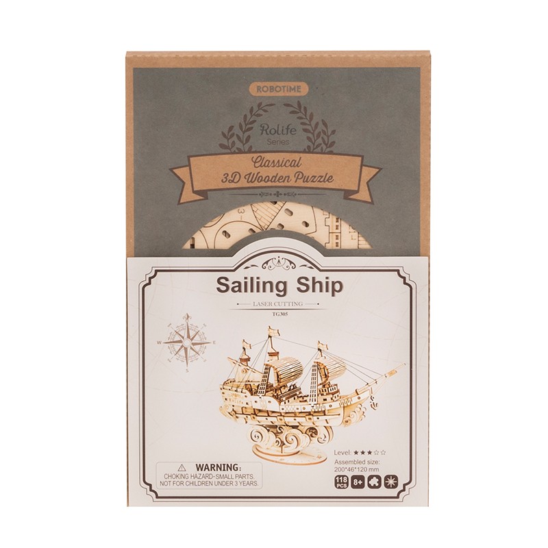 Rolife TG305 Yelkenli Gemi (Sailing Ship) DIY Minyatür Maket Model Seti Ahşap 3D Wooden Puzzle 3D Model Kit Detaylı Dekoratif Hobi Seti Ahşap Maket