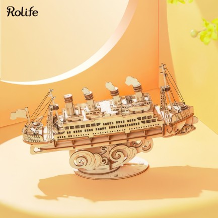 Rolife - Rolife TG306 Yolcu Gemisi (Cruise Ship) DIY Minyatür Maket Model Seti Ahşap 3D Wooden Puzzle 3D Model Kit Detaylı Dekoratif Hobi Seti Ahşap Maket