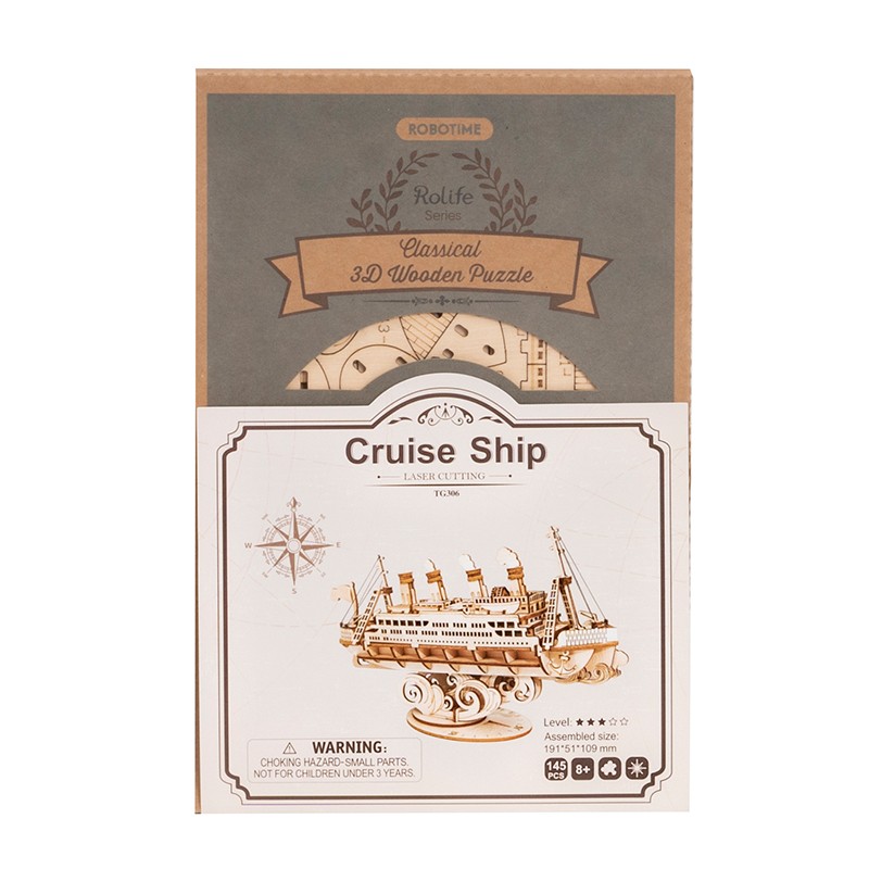 Rolife TG306 Yolcu Gemisi (Cruise Ship) DIY Minyatür Maket Model Seti Ahşap 3D Wooden Puzzle 3D Model Kit Detaylı Dekoratif Hobi Seti Ahşap Maket