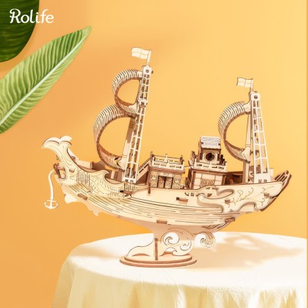 Rolife - Rolife TG307 Japon Diplomatik Gemisi (Japanese Diplomatic Ship) DIY Minyatür Maket Model Seti Ahşap 3D Wooden Puzzle 3D Model Kit Detaylı Dekoratif Hobi Seti Ahşap Maket